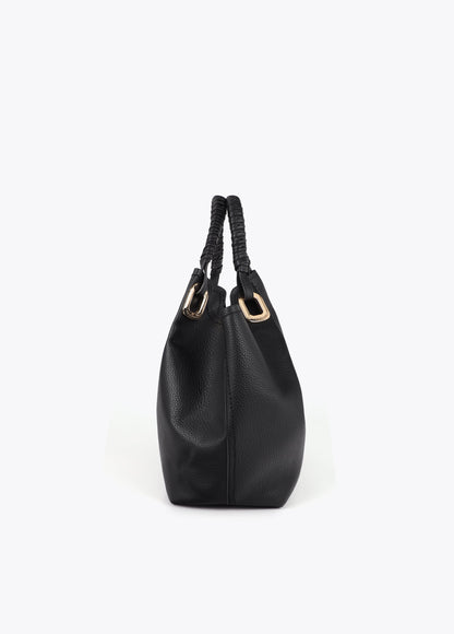 Shopper with Braided Handle and Metallic Details