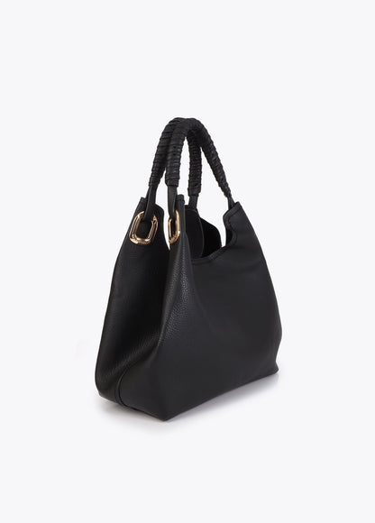 Shopper with Braided Handle and Metallic Details