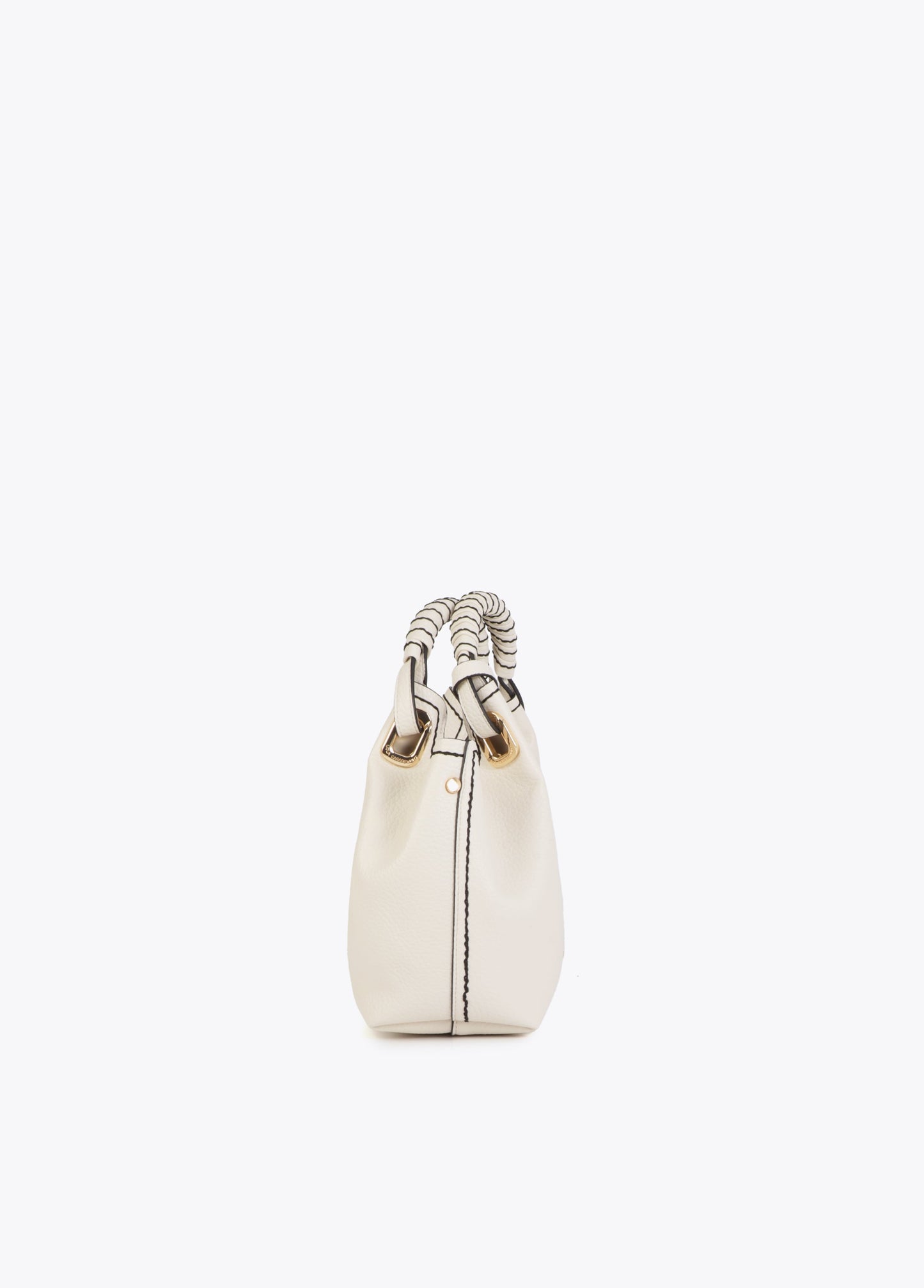 Small Crossbody Bag with Braided Strap and Metallic Details.