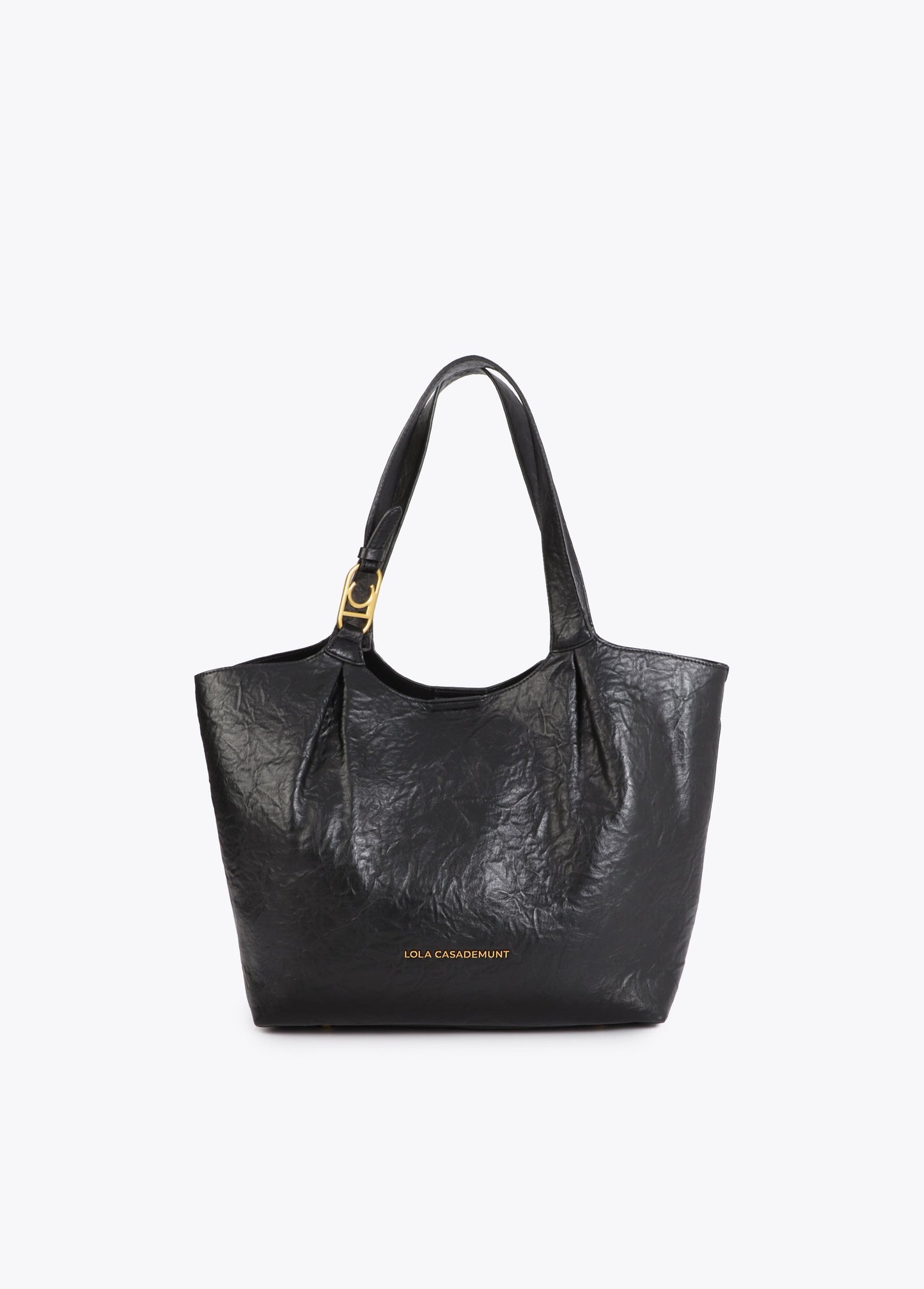 Pleated Shopper with Logo Handle