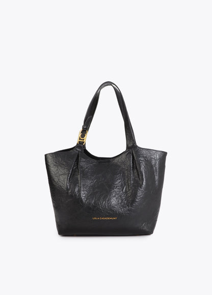Pleated Shopper with Logo Handle