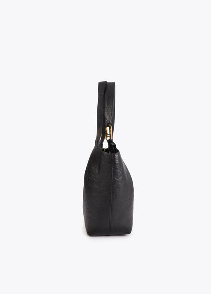 Pleated Shopper with Logo Handle