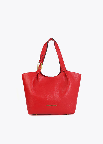 Pleated Shopper with Logo Handle
