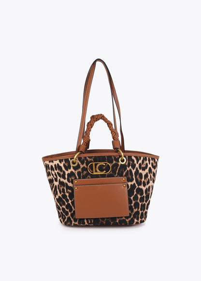 Leopard Print Shopper with Faux Leather