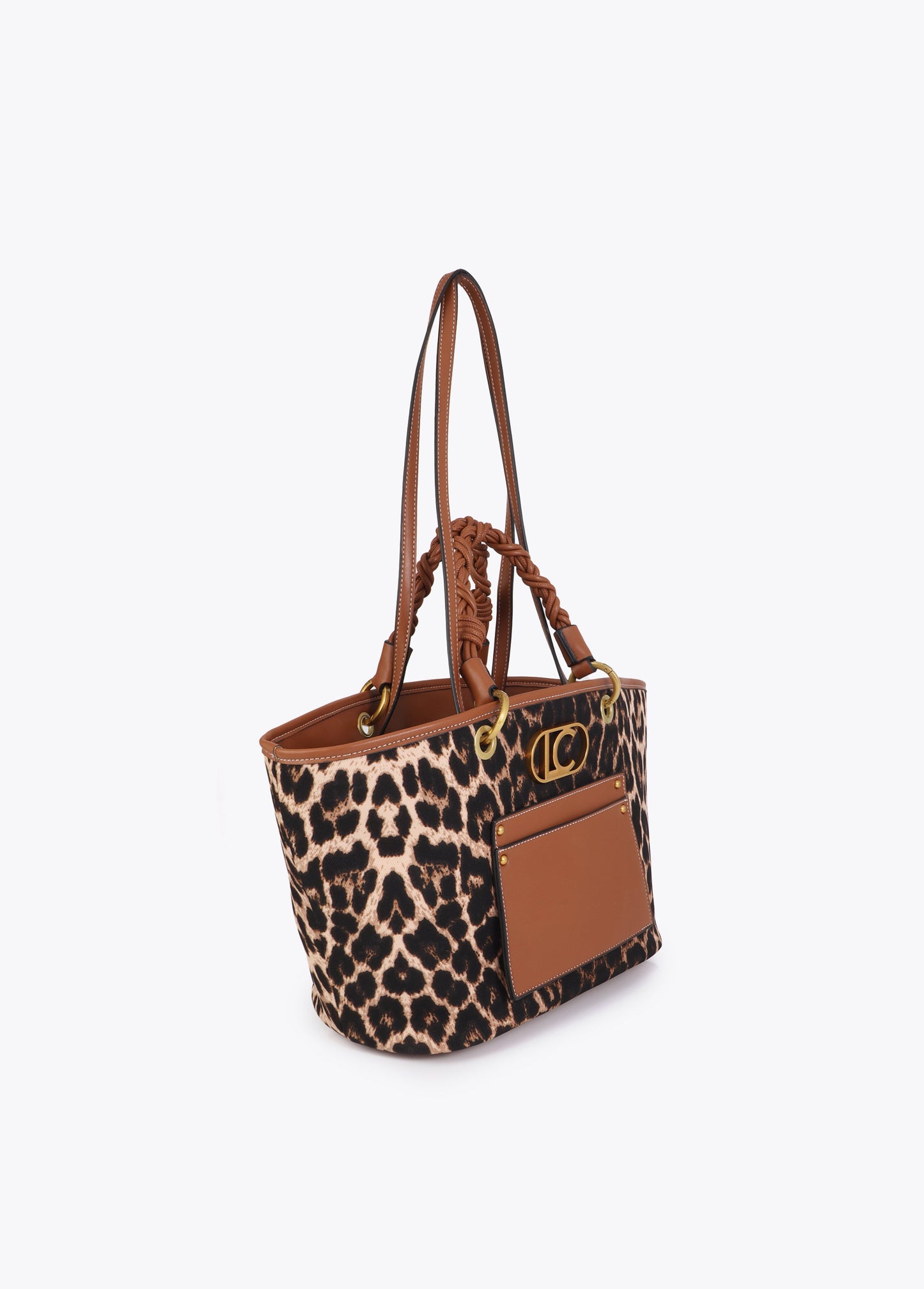 Leopard Print Shopper with Faux Leather