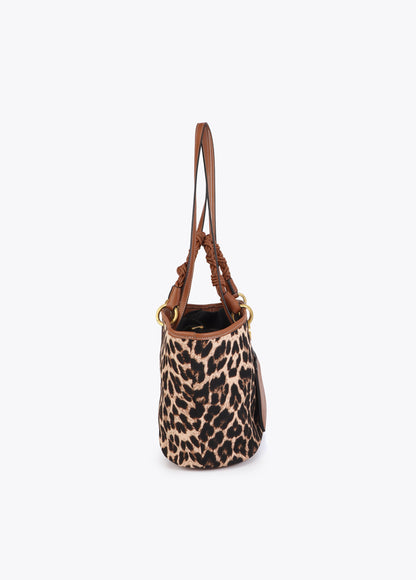 Leopard Print Shopper with Faux Leather