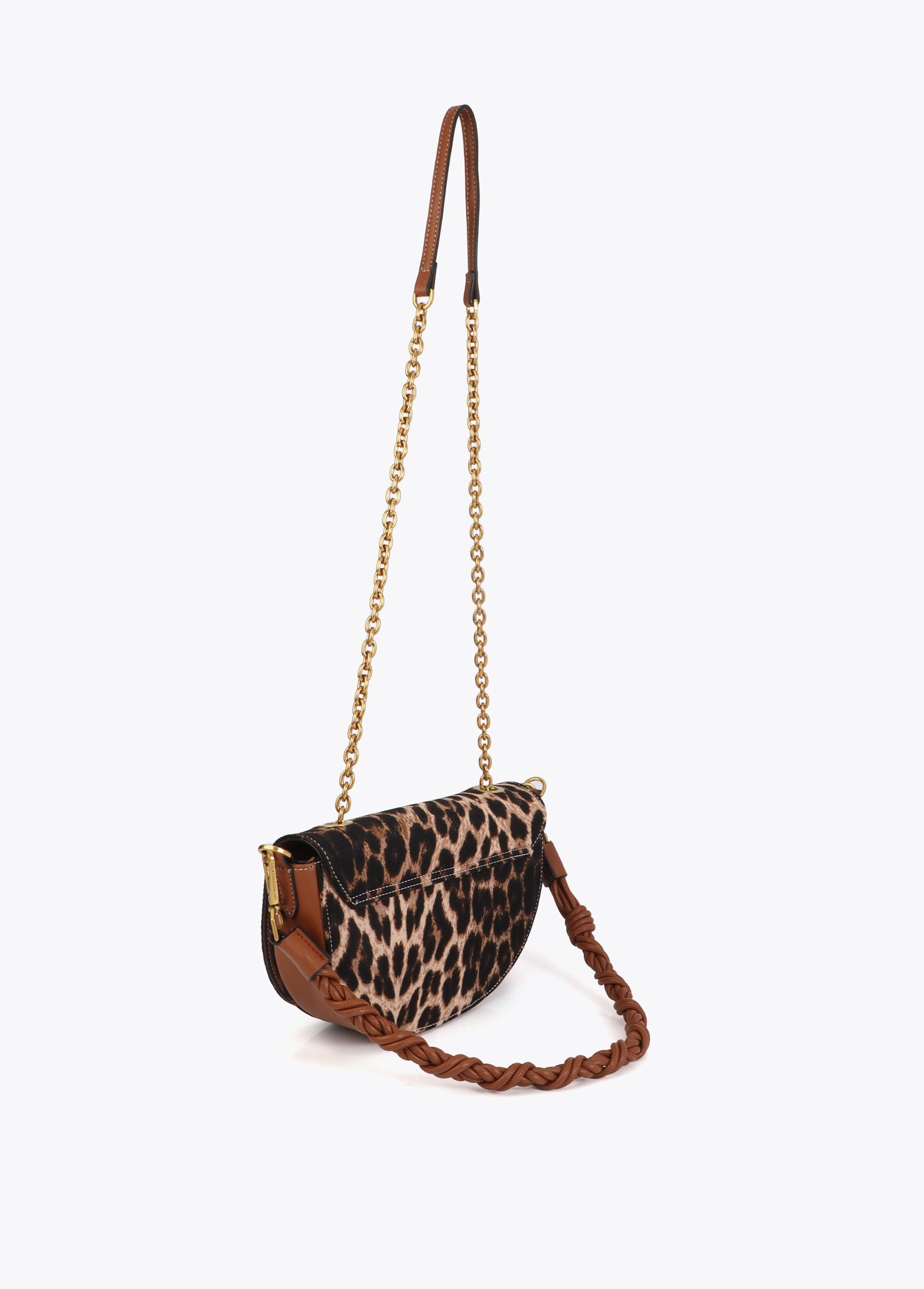 Leopard Half Moon Bag with Faux Leather Effect