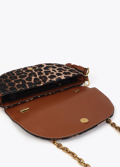 Leopard Half Moon Bag with Faux Leather Effect