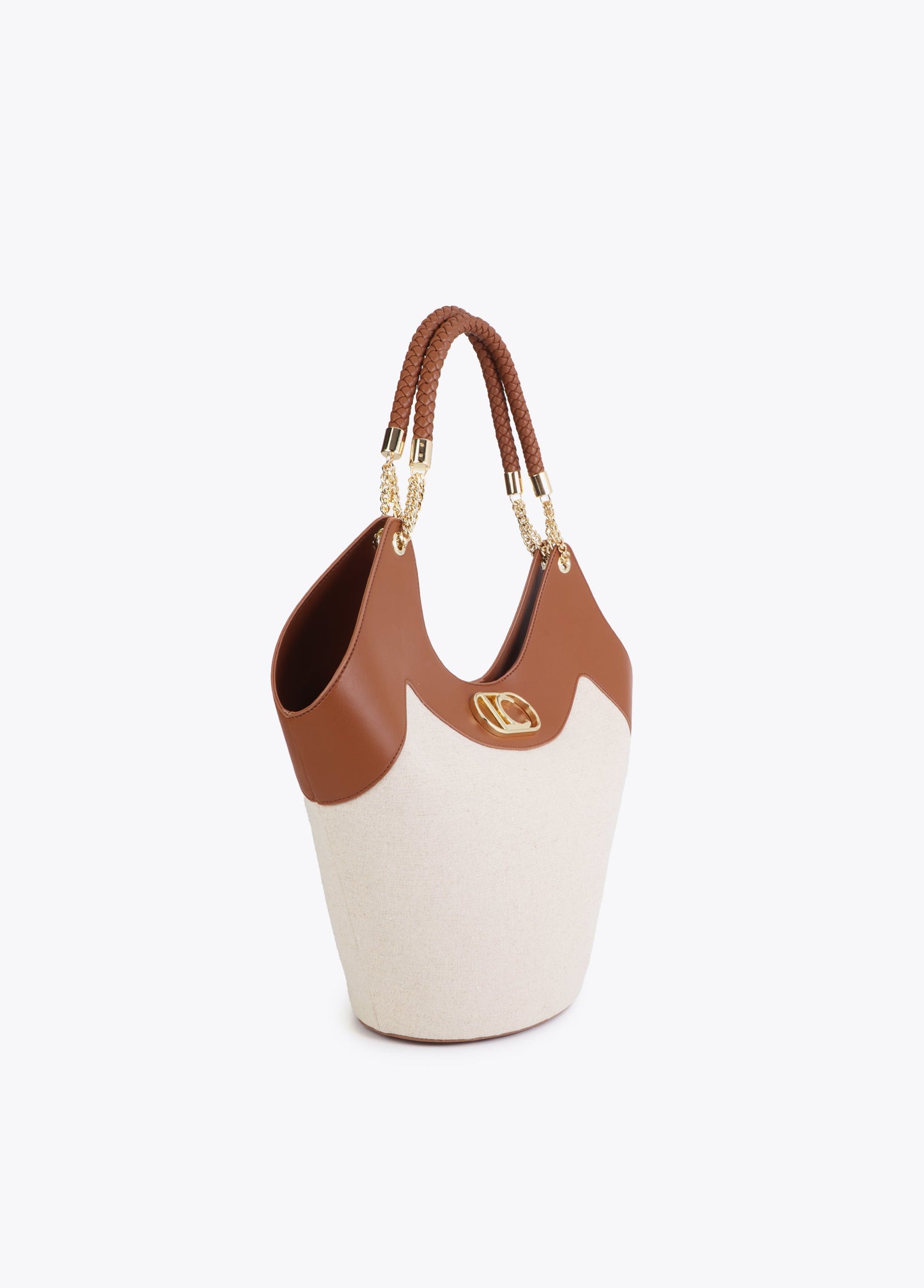 Two-Tone Faux Leather and Canvas Shopper
