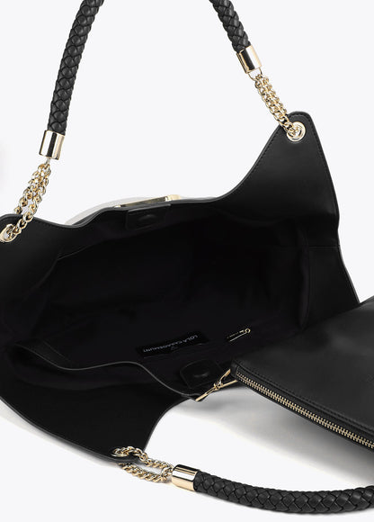 Two-Tone Faux Leather and Canvas Shopper
