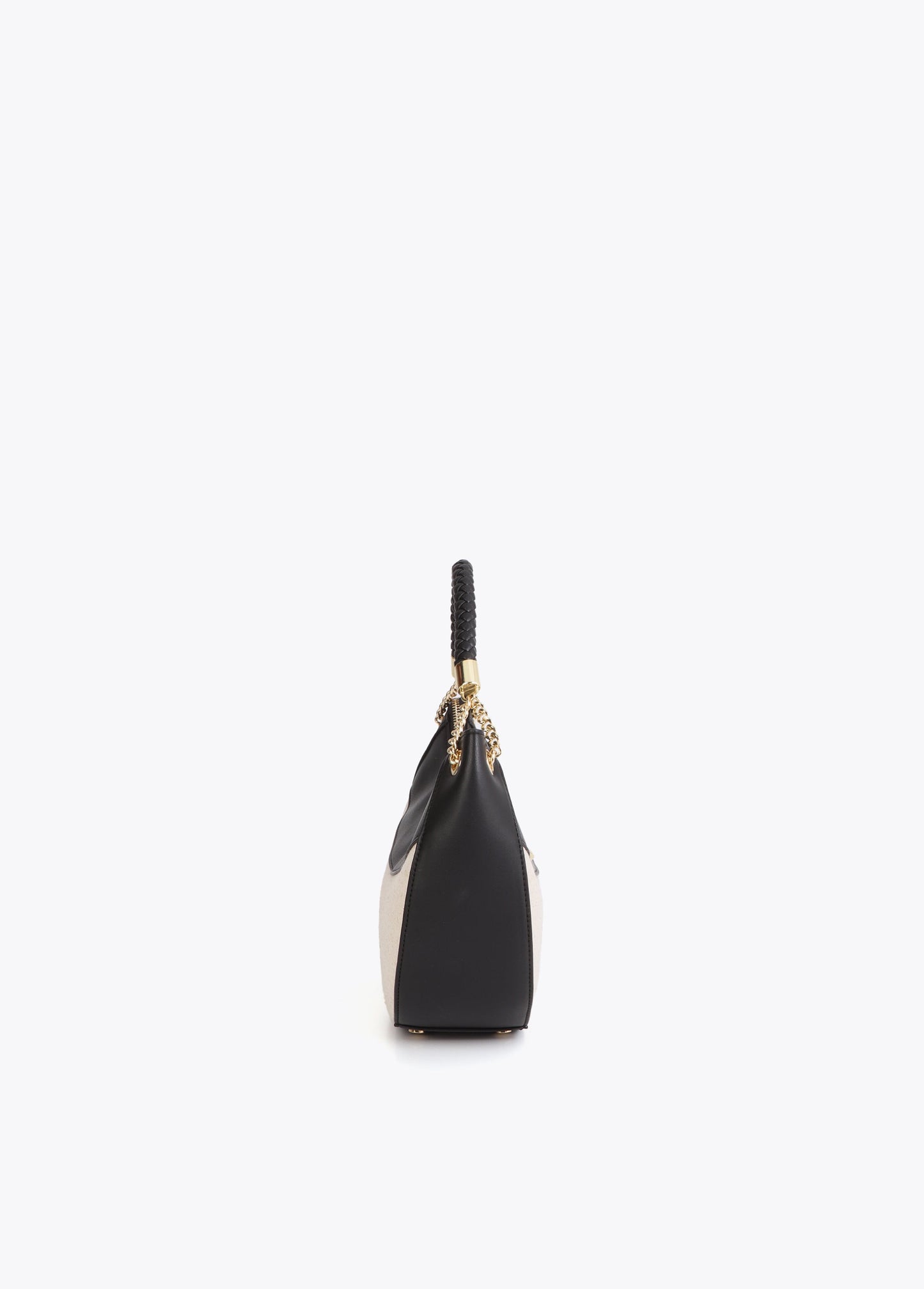 Bicolor Leather Effect and Canvas Hobo