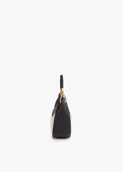 Bicolor Leather Effect and Canvas Hobo