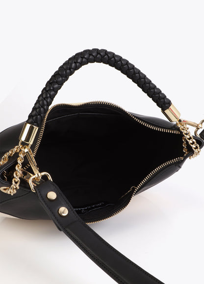 Bicolor Leather Effect and Canvas Hobo