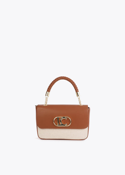 Two-Tone Faux Leather Flap Crossbody