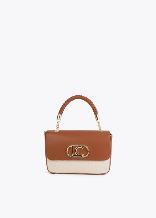Two-Tone Faux Leather Flap Crossbody