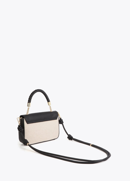 Two-Tone Faux Leather Flap Crossbody