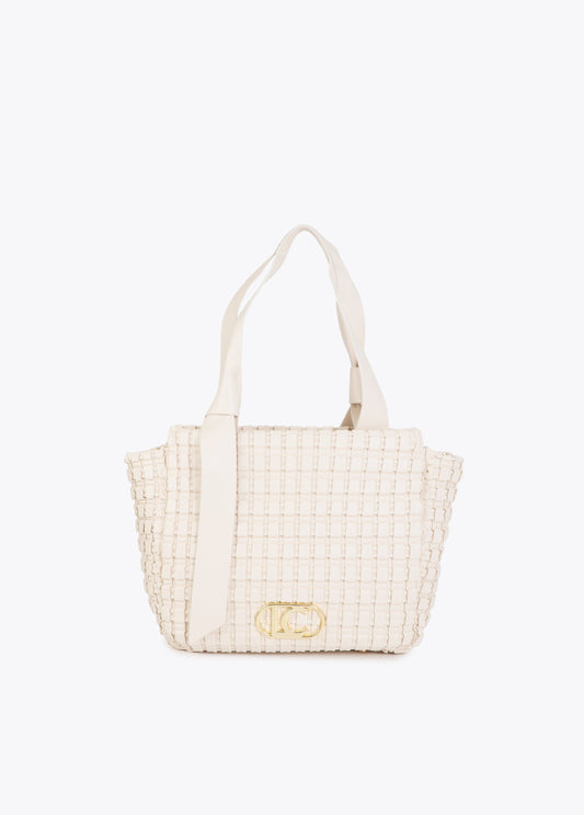 Braided Material Bag with Metallic Bow