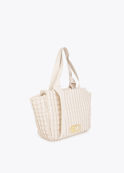 Braided Material Bag with Metallic Bow