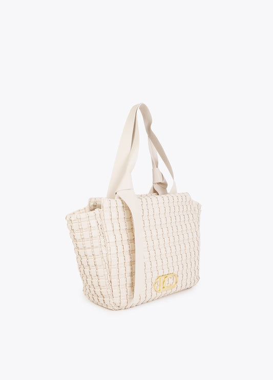 Braided Material Bag with Metallic Bow