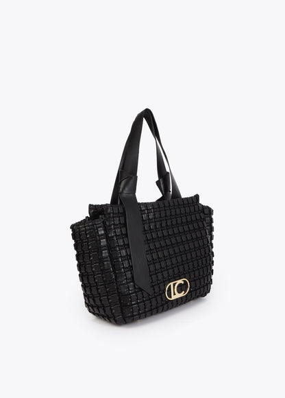 Braided Material Bag with Metallic Bow
