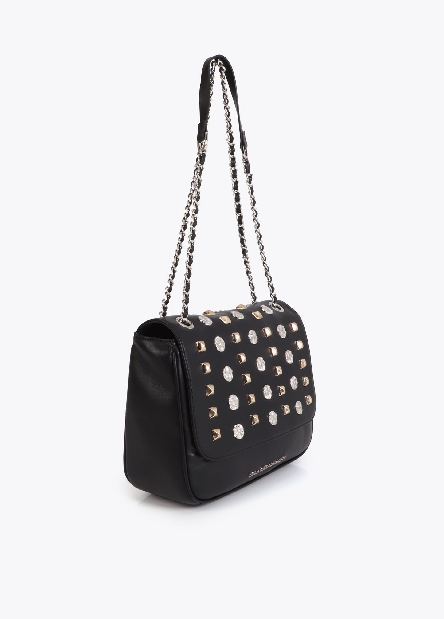 Flap Crossbody Bag with Gold and Silver Studs