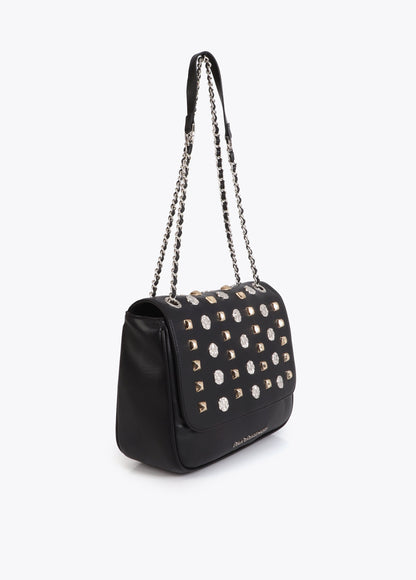 Flap Crossbody Bag with Gold and Silver Studs