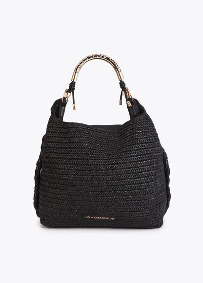Shopper Bag Combined Rattan Effect with Die-Cut Handle Logo