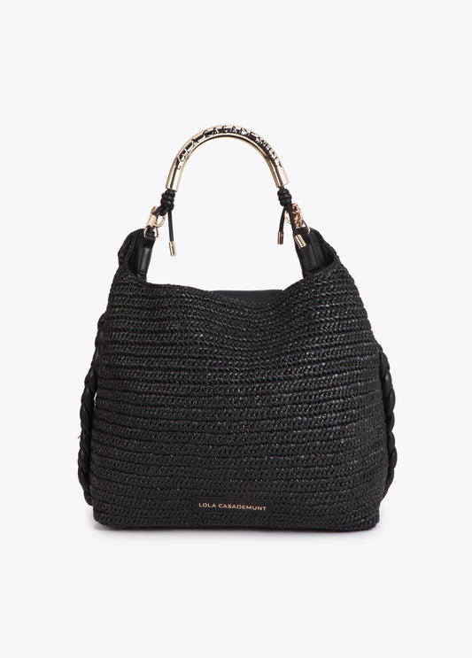 Shopper Bag Combined Rattan Effect with Die-Cut Handle Logo