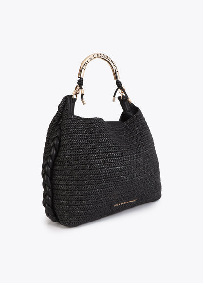Shopper Bag Combined Rattan Effect with Die-Cut Handle Logo