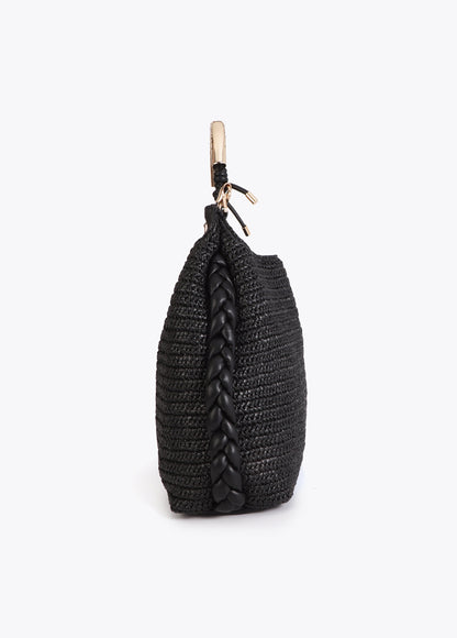Shopper Bag Combined Rattan Effect with Die-Cut Handle Logo
