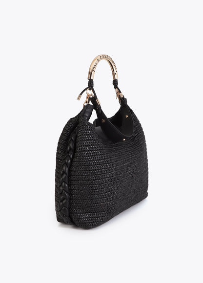Shopper Bag Combined Rattan Effect with Die-Cut Handle Logo