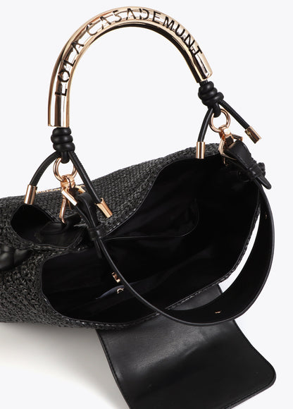 Shopper Bag Combined Rattan Effect with Die-Cut Handle Logo