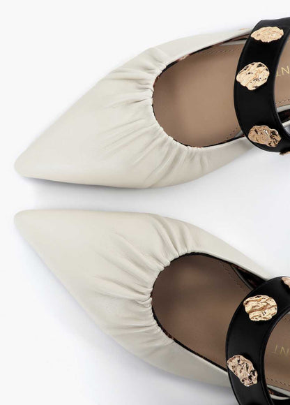 Flat Shoe with Elastic and Metallic Appliques