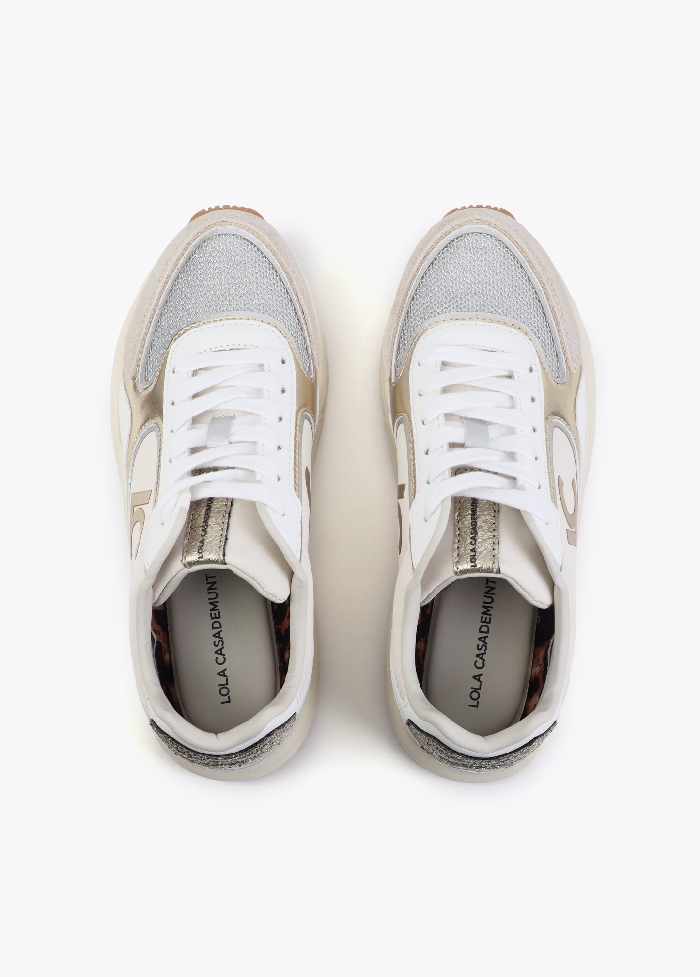 Running Sole Sneaker with Mixed Fabrics and Leather Details