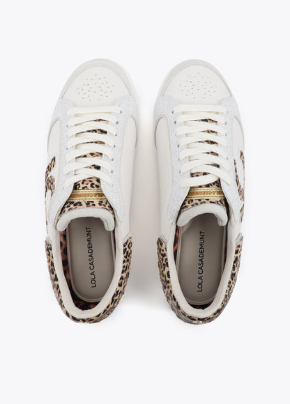 Sneaker with Logo in Mixed Fabrics and Leather Details