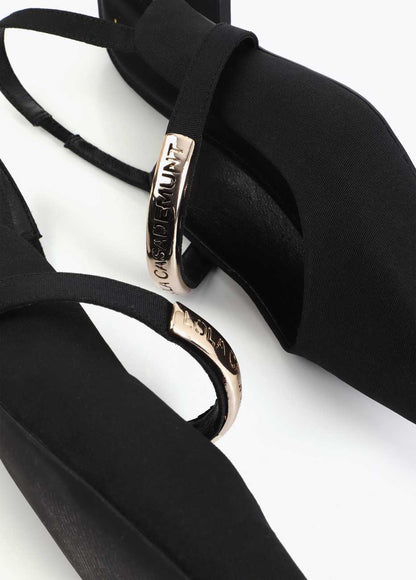 Flat Shoe in Grosgrain Fabric with Logo Detail