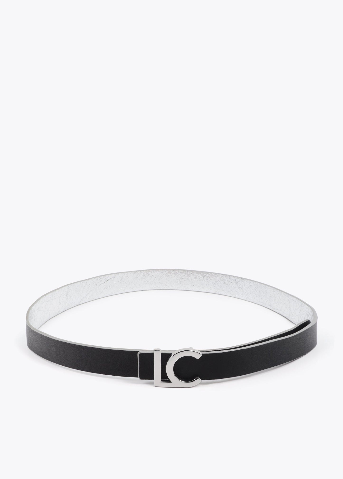 Reversible Belt with Silver Metallic LC Buckle