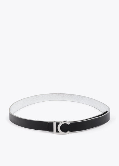 Reversible Belt with Silver Metallic LC Buckle