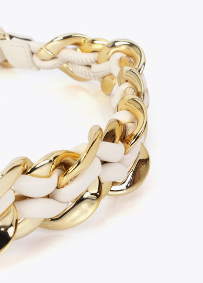 Combined Chain Belt with Leather Effect