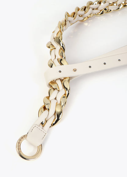Combined Chain Belt with Leather Effect