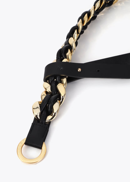 Combined Chain Belt with Leather Effect