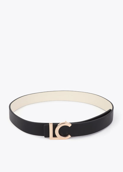 LS2606016-Reversible belt with LC buckle, bicolor ecru–black-Ecru-Black