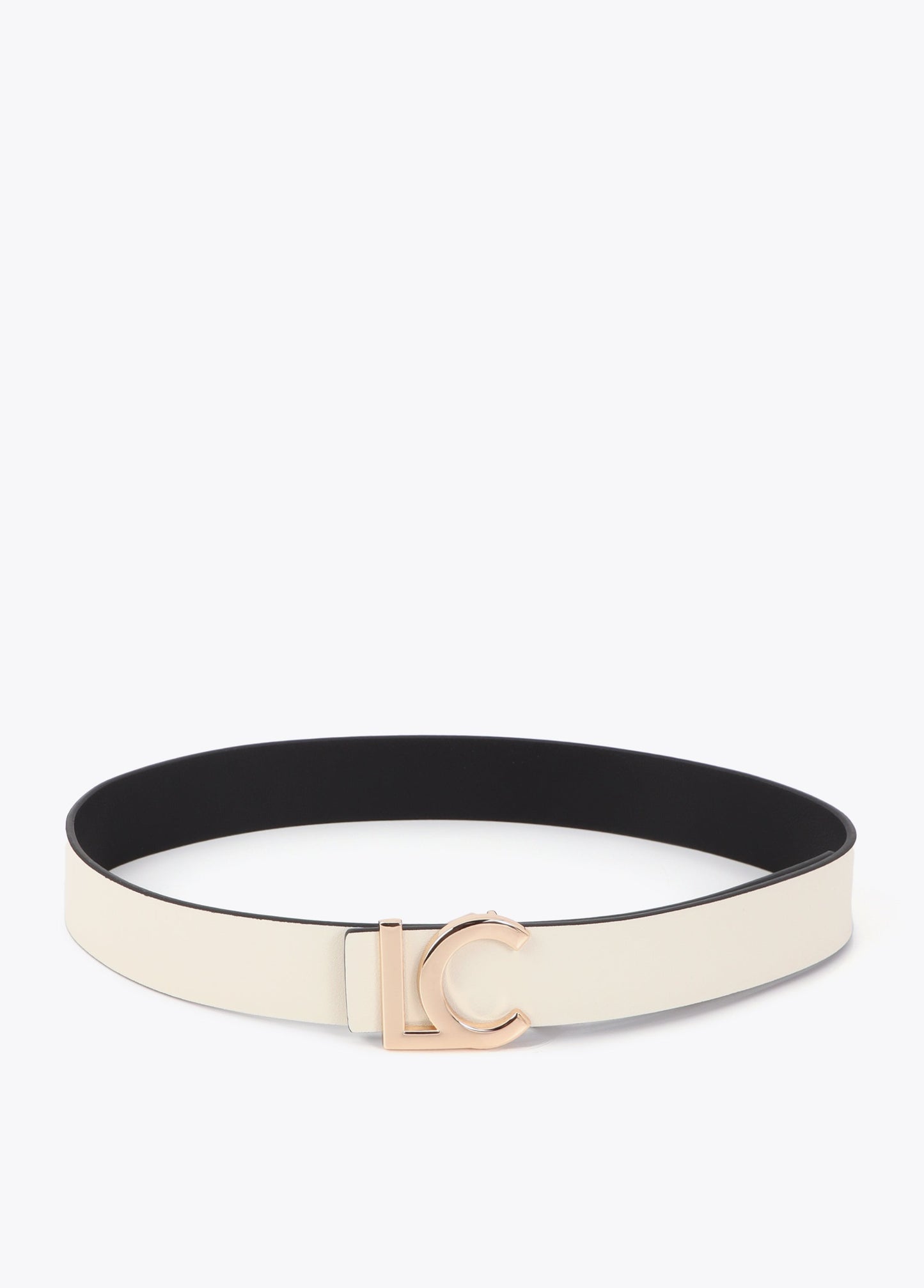 LS2606016-Reversible belt with LC buckle, bicolor ecru–black-Ecru-Black
