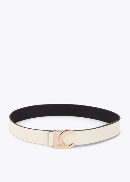 LS2606016-Reversible belt with LC buckle, bicolor ecru–black-Ecru-Black