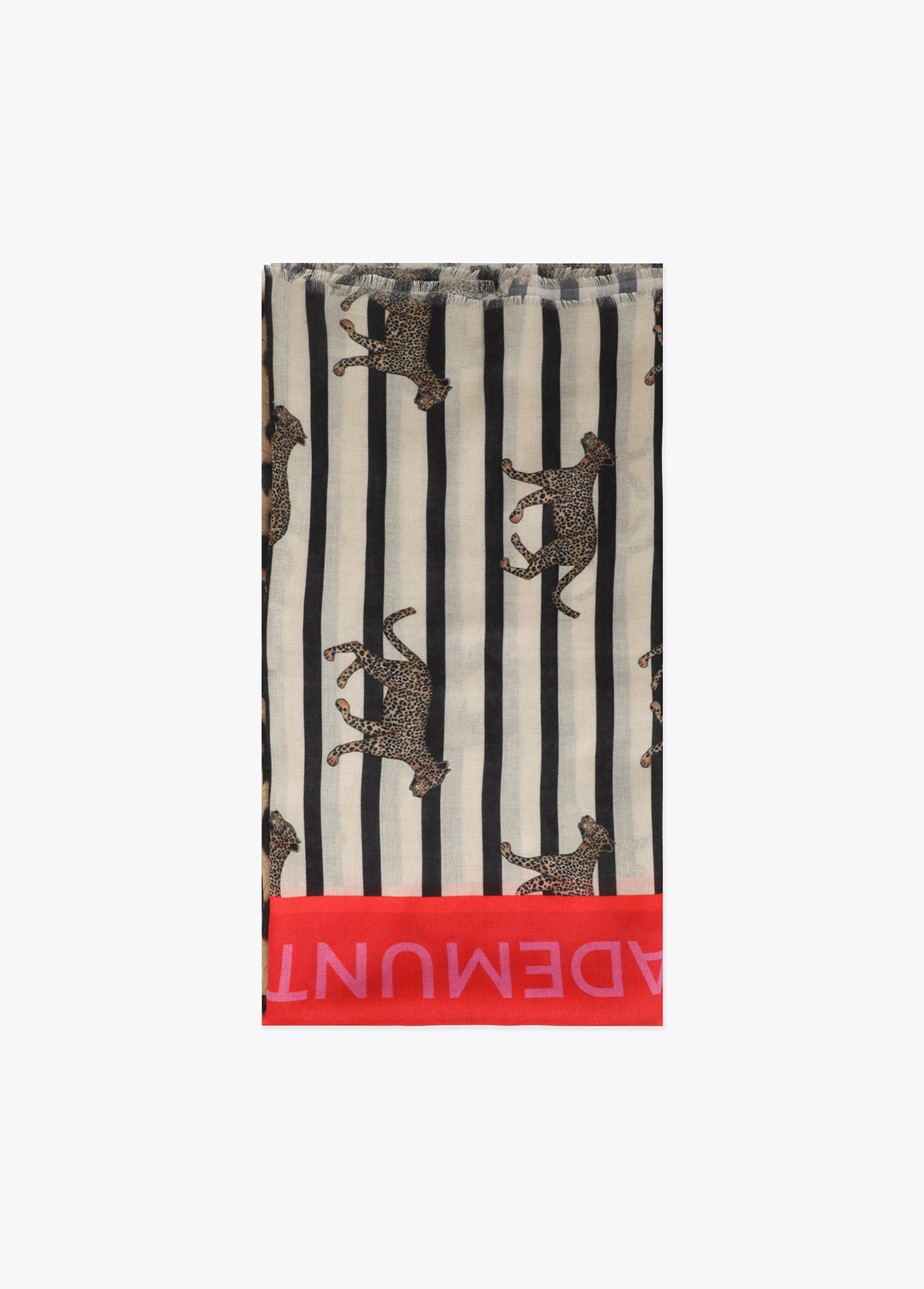 Scarf with stripe and leopard print