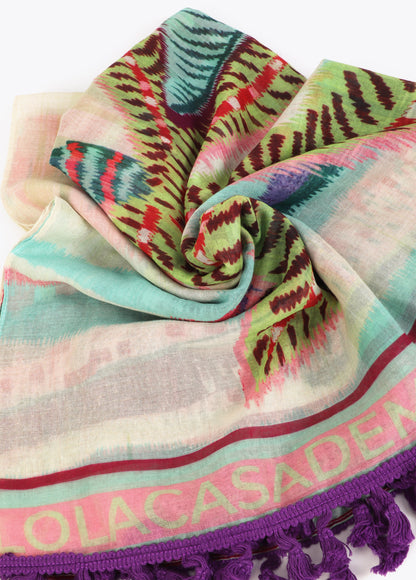 Tropical Print Sarong with Tassels