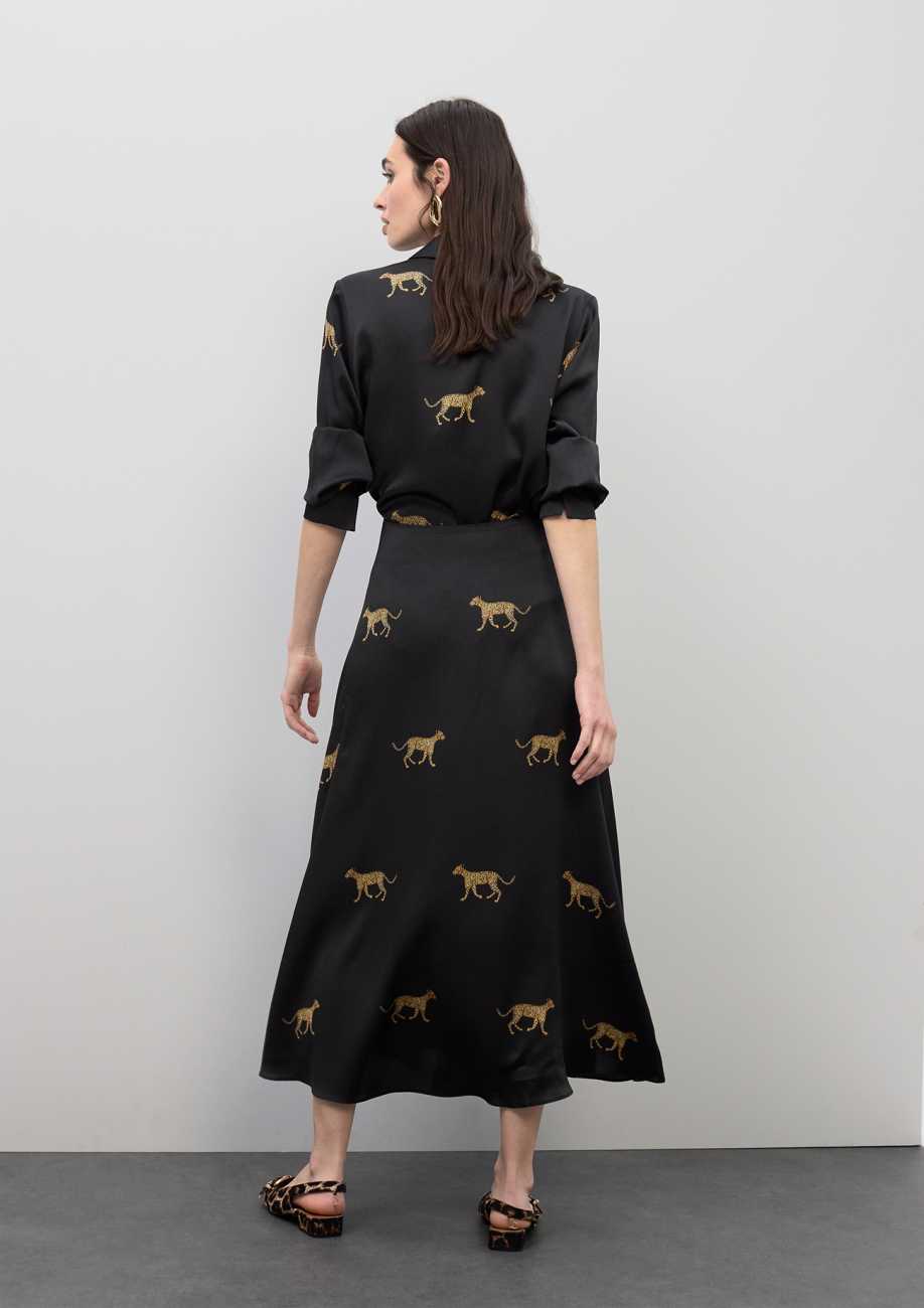 Satin Leopard Print Skirt