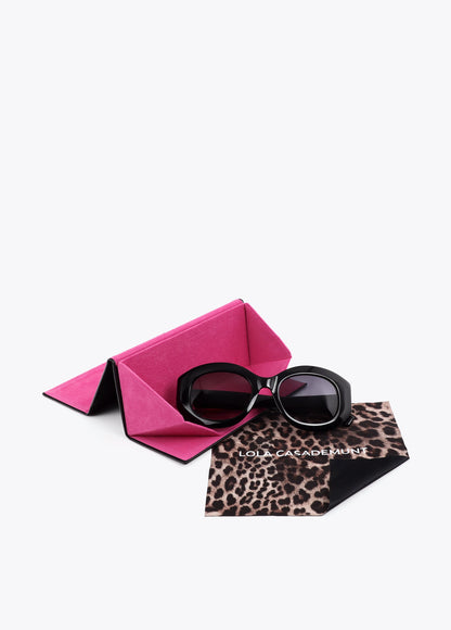 Round-Shaped Sunglasses with Leopard Logo