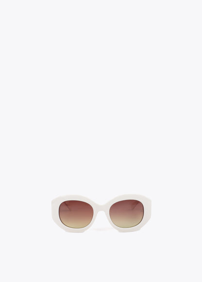 Round Shaped Sunglasses with Leopard Logo