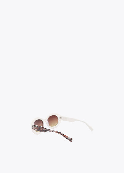 Round Shaped Sunglasses with Leopard Logo